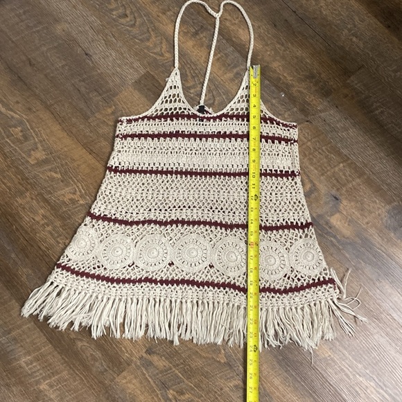 Y2K OpenKnit Crochet embroidered fringe grannycore coastal boho hippie vintage - Picture 6 of 6